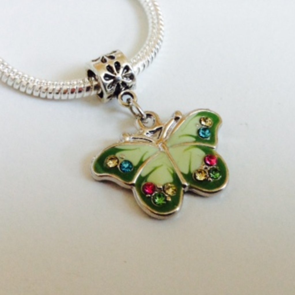 Butterfly Dangling Charm Bead For European Style Charm Bracelets Or Necklace
